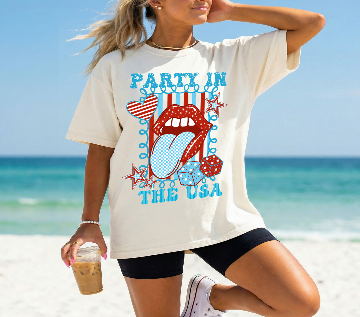 Party in the USA mouth (40e) DTF Transfer
