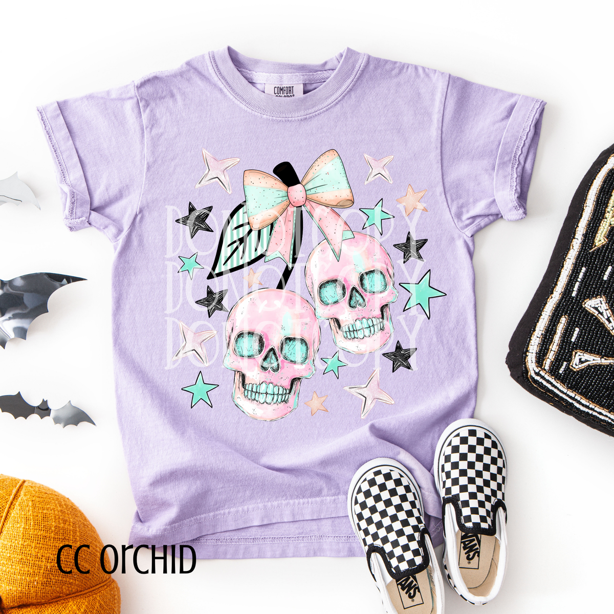 pastel skull cherries CSG DTF transfer