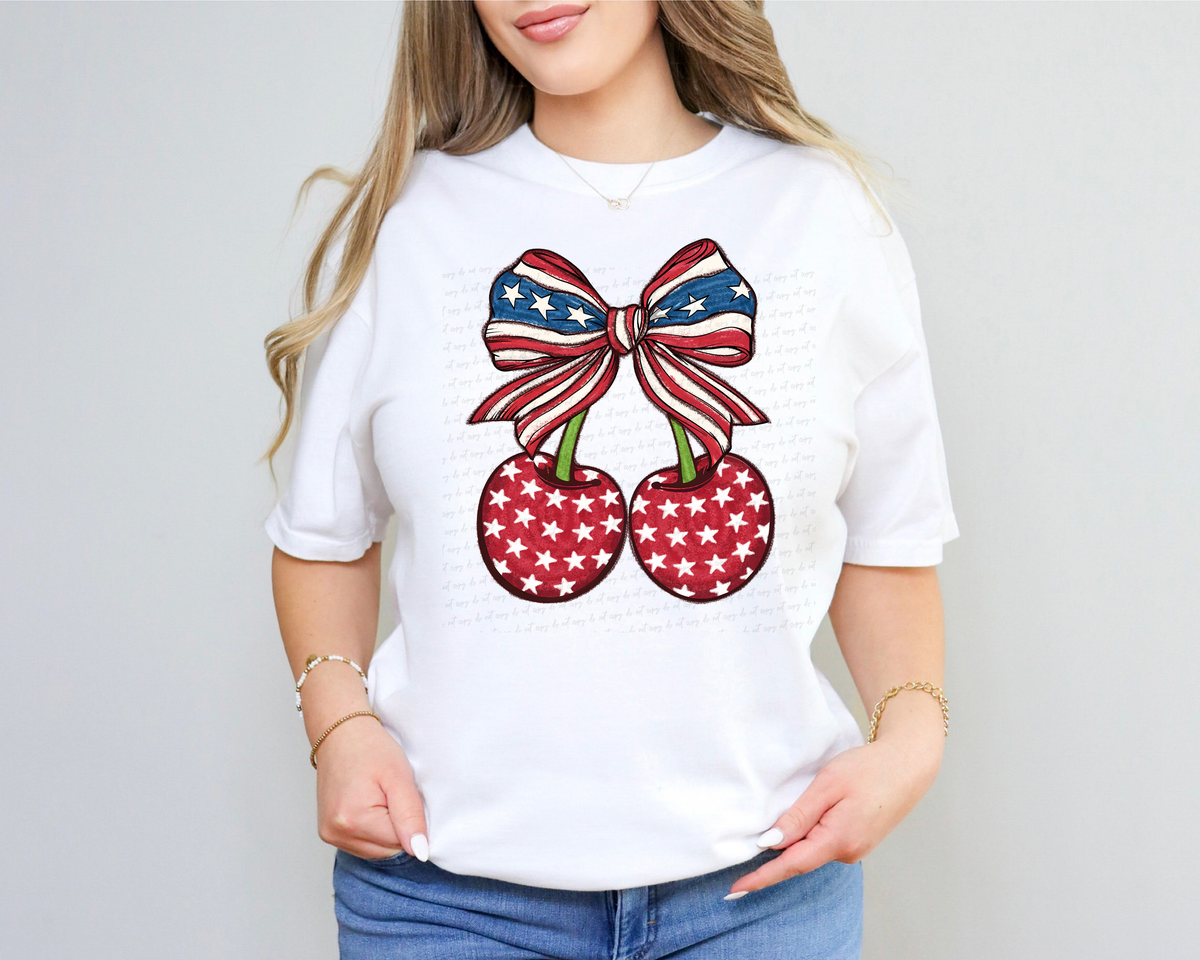 Patriotic Bow Cherries 117775 DTF transfer