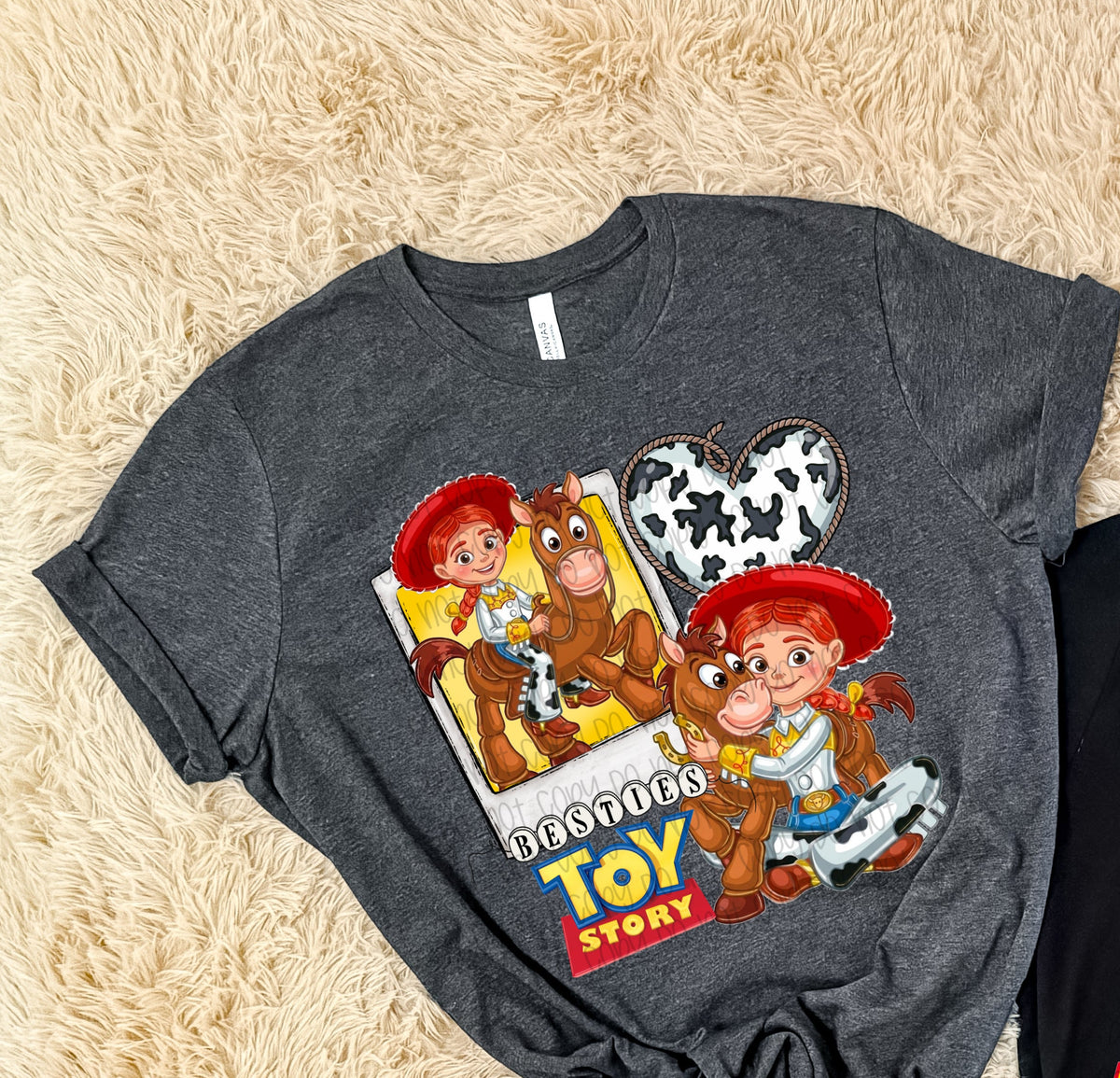 Best friends cowgirl and horse TS polaroids (SSD) DTF T