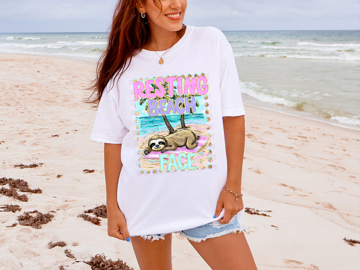 Resting beach face sloth (SSD) DTF Transfer