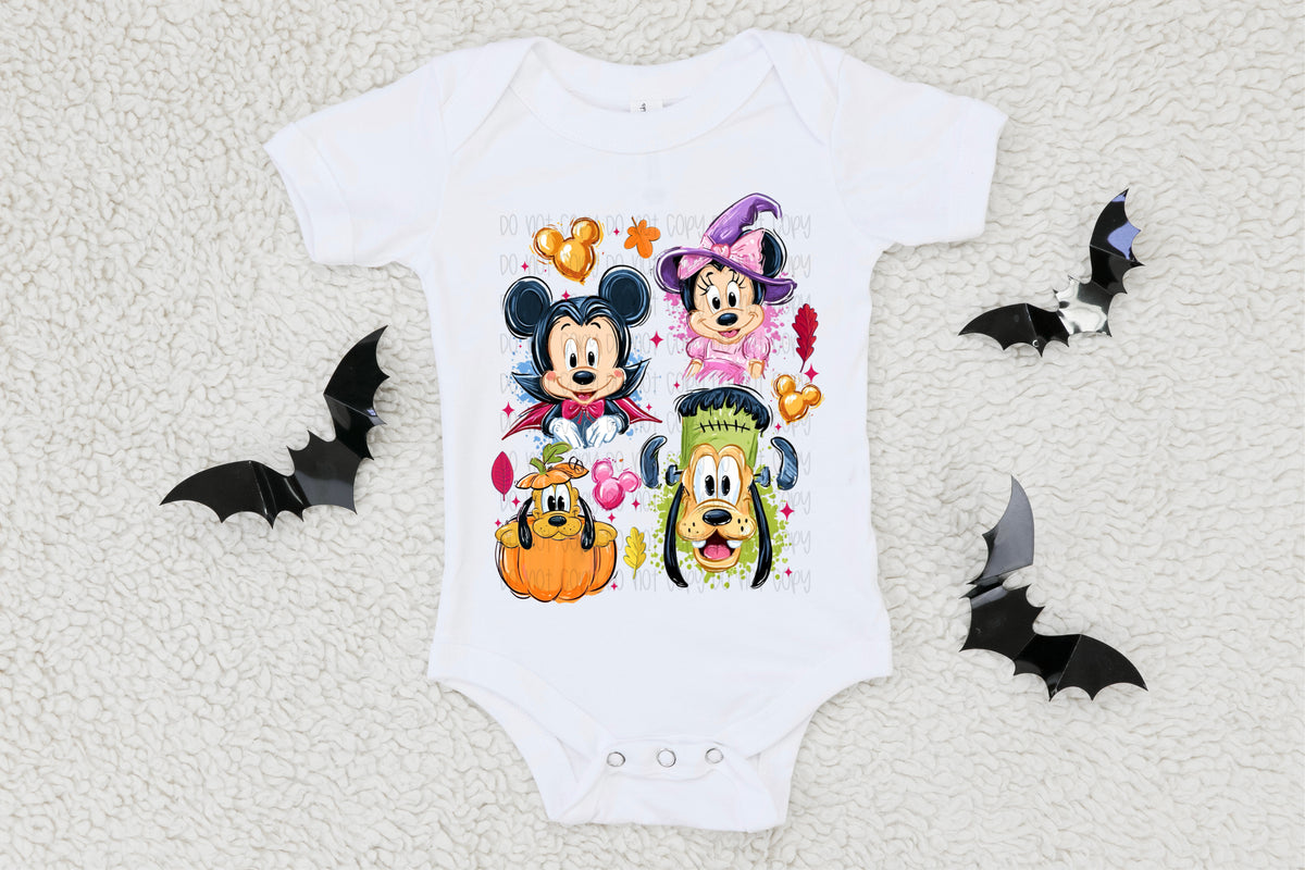 mouse halloween collage (ssd) DTF Transfer