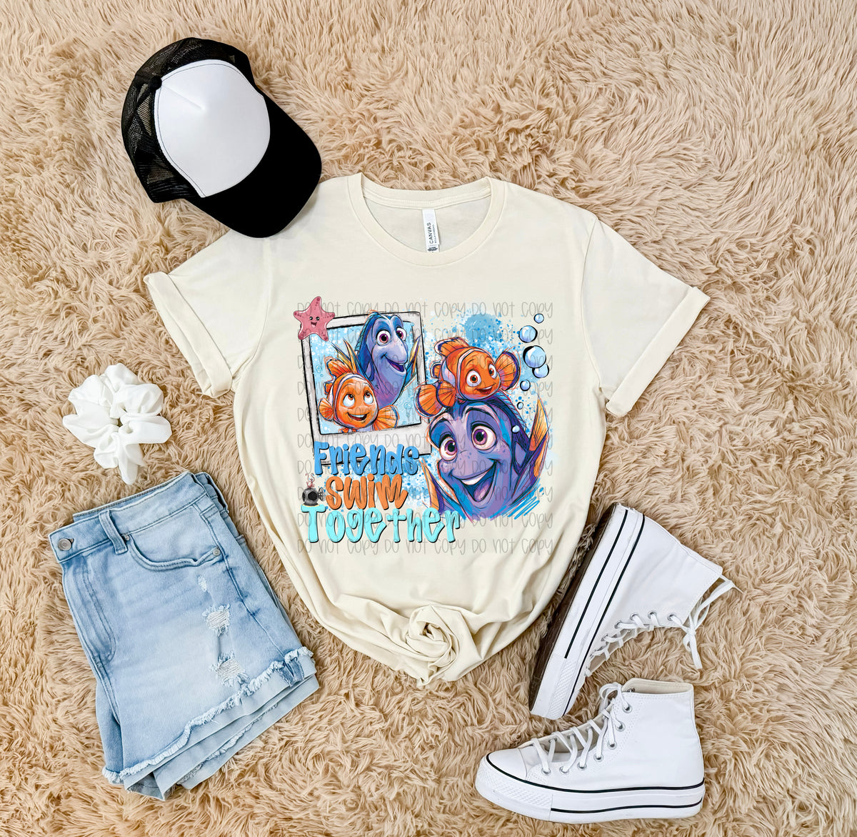 Friends swim together polaroids (SSD) DTF Transfer