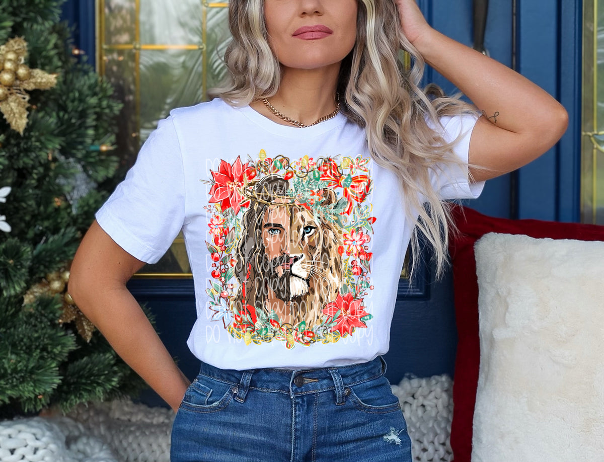Half Jesus half lion poinsettia (SSD) DTF Transfer