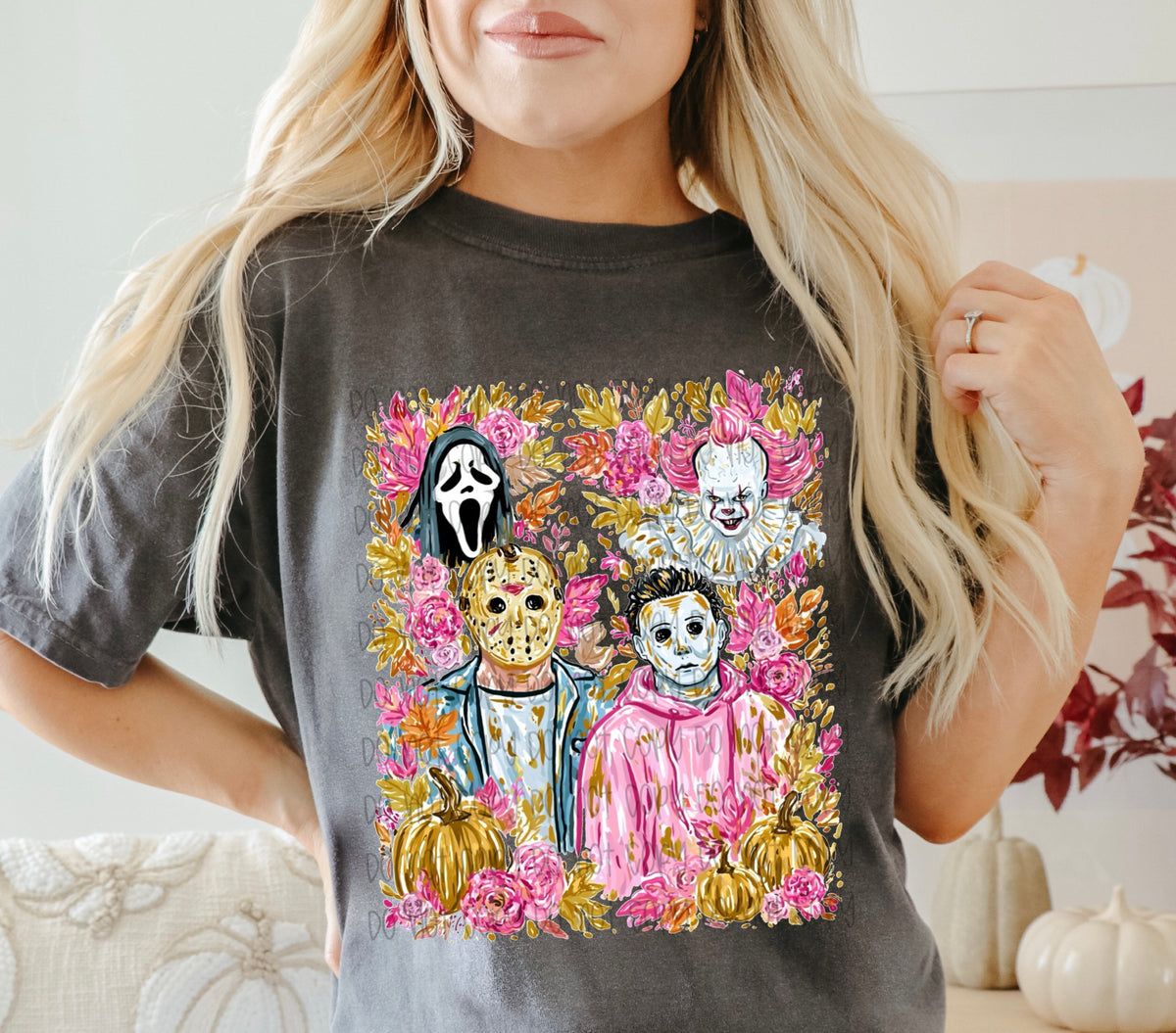 Creepy friends pumpkin floral collage (SSD) DTF Transfer