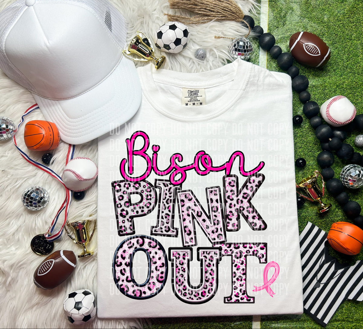 Bison pink out leopard font caplinger DTF TRANSERS