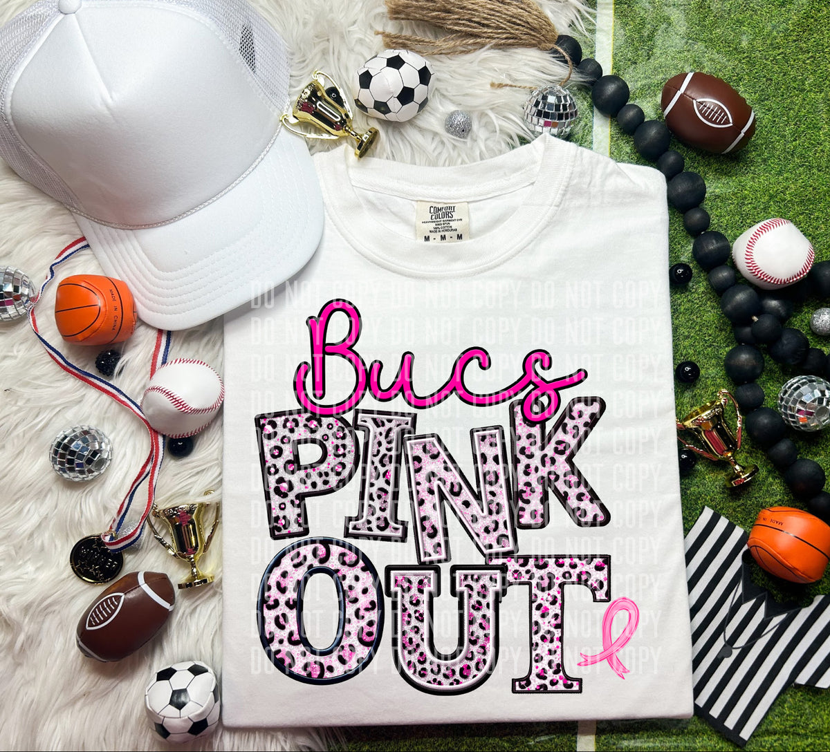 Bucs pink out leopard font caplinger DTF TRANSERS