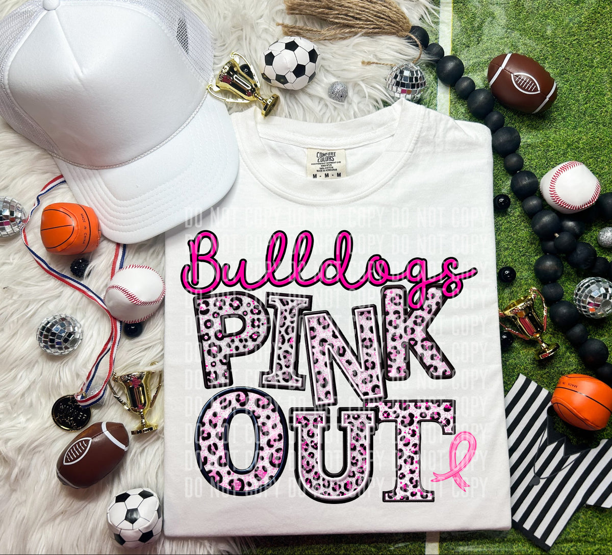 Bulldogs pink out leopard font caplinger DTF TRANSERS