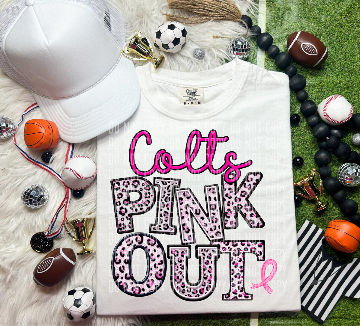 Colts pink out leopard font caplinger DTF TRANSERS