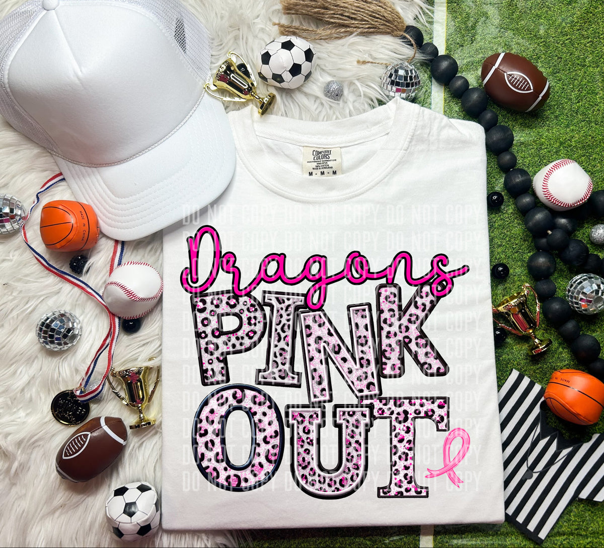 Dragons pink out leopard font caplinger DTF TRANSERS