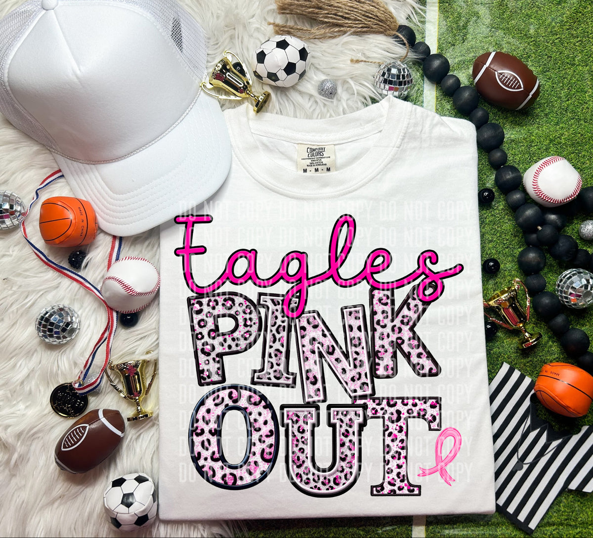 Eagles pink out leopard font caplinger DTF TRANSERS