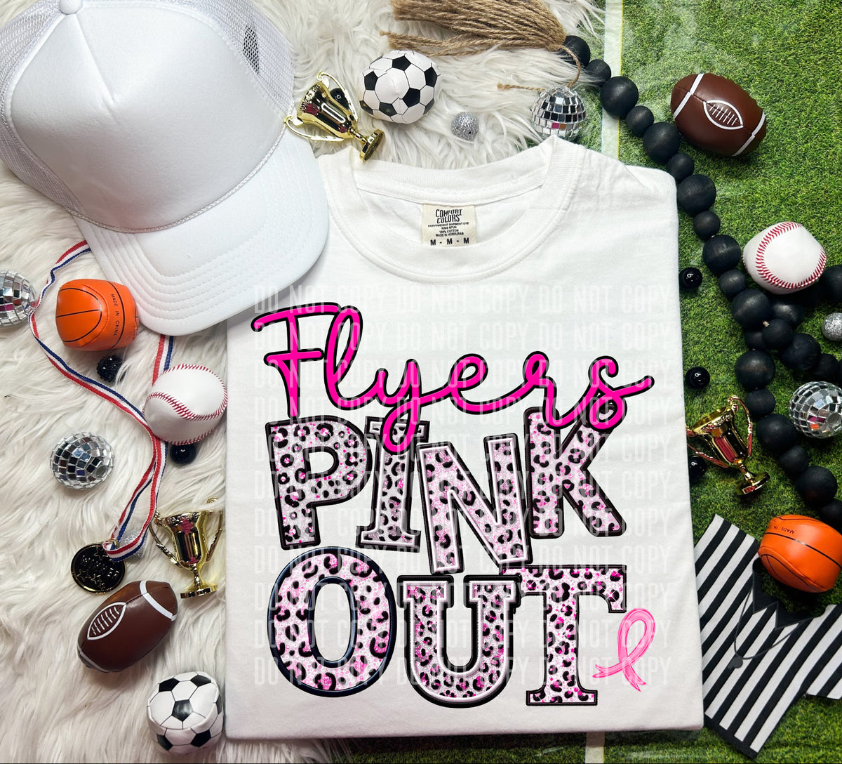 Flyers pink out leopard font caplinger DTF TRANSERS