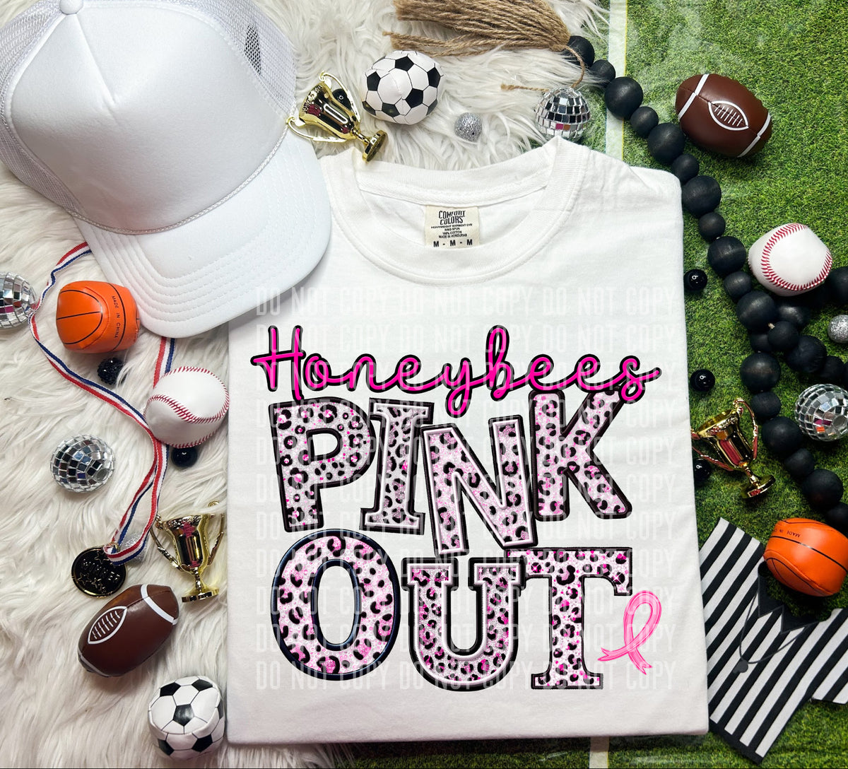 Honeybee pink out leopard font caplinger DTF TRANSERS
