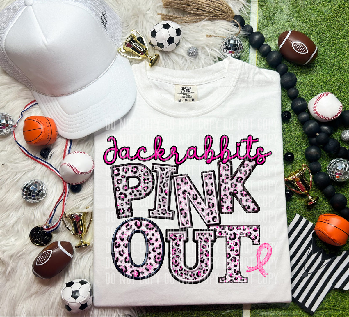 Jackrabbits pink out leopard font caplinger DTF TRANSERS