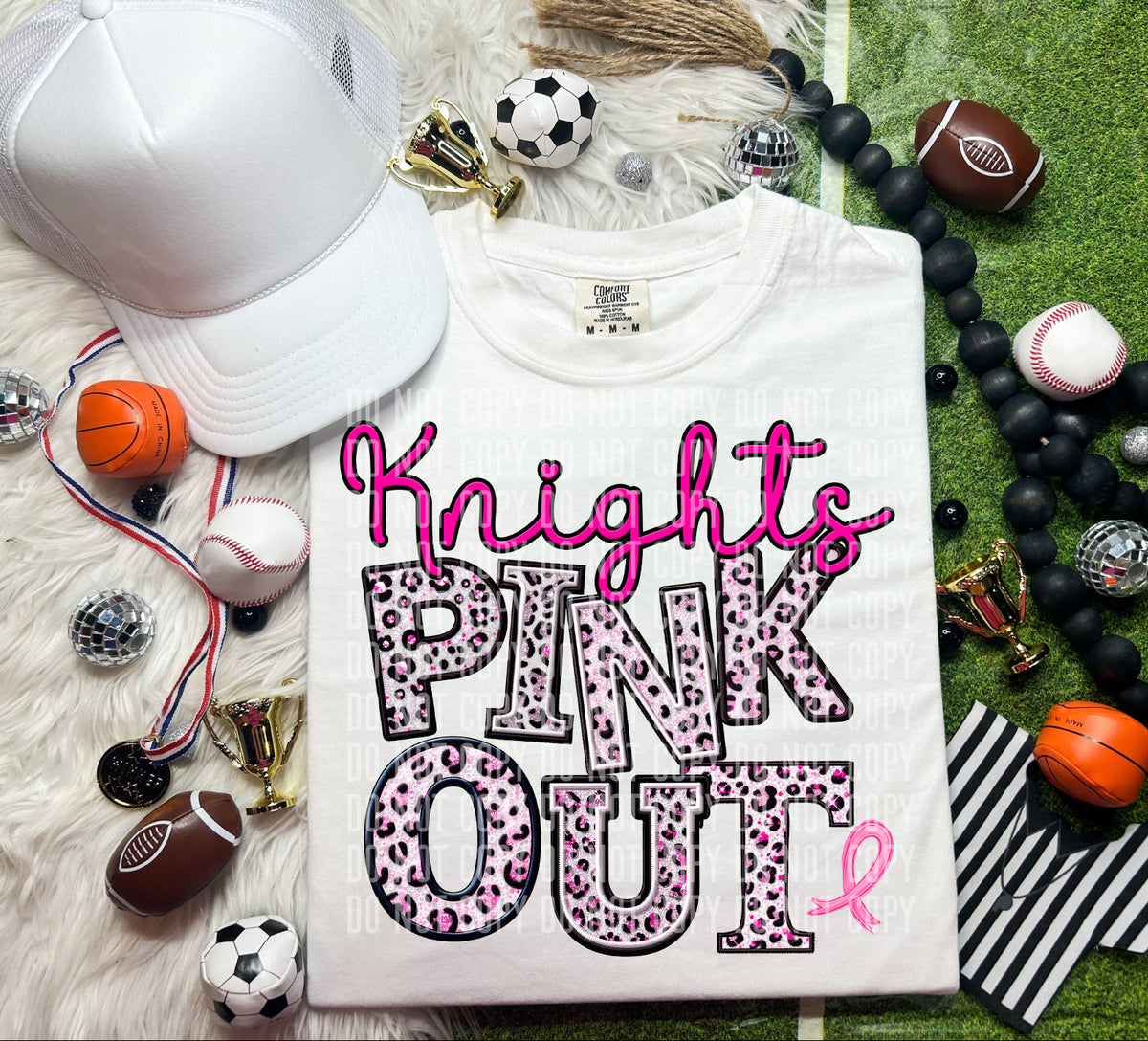 Knights pink out leopard font caplinger DTF TRANSERS