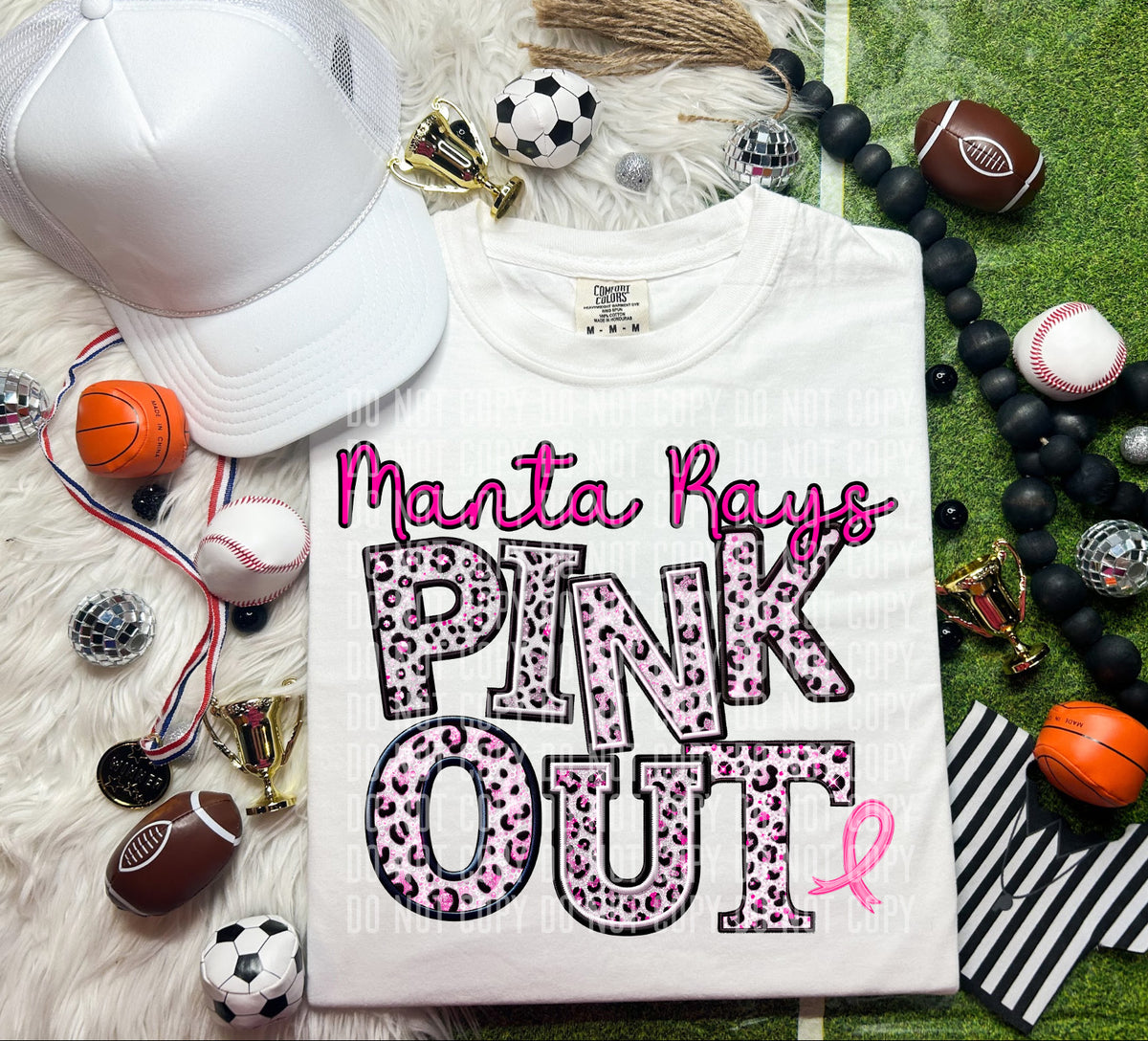Manta rays pink out leopard font caplinger DTF TRANSERS