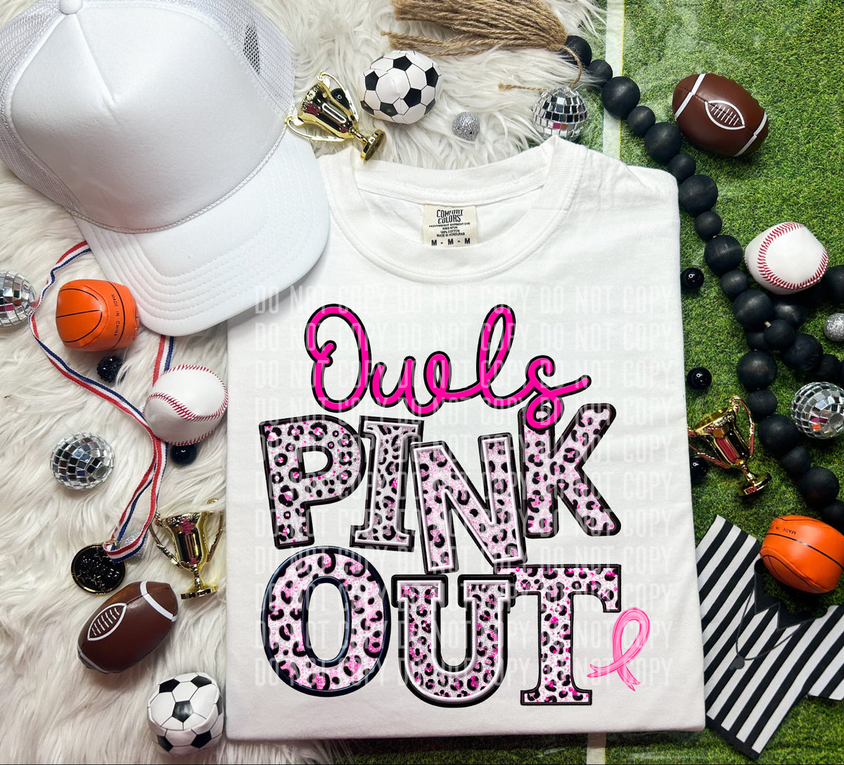 Owls pink out leopard font caplinger DTF TRANSERS