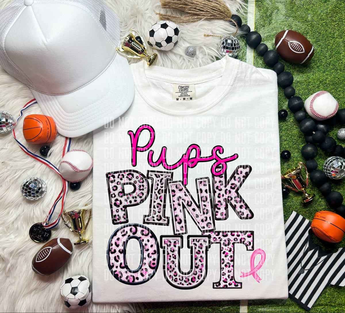 Pups pink out leopard font caplinger DTF TRANSERS