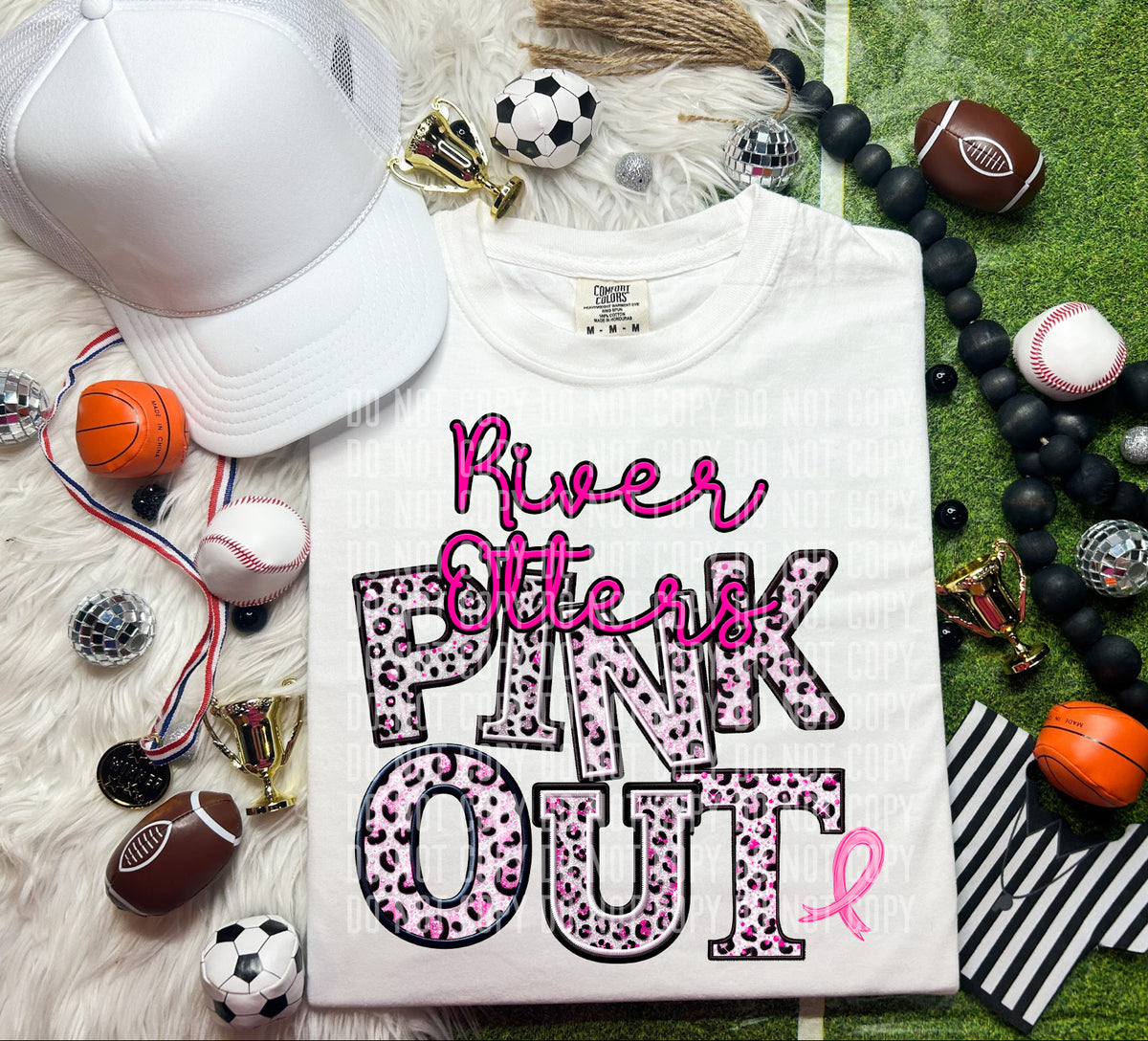 River otters pink out leopard font caplinger DTF TRANSERS