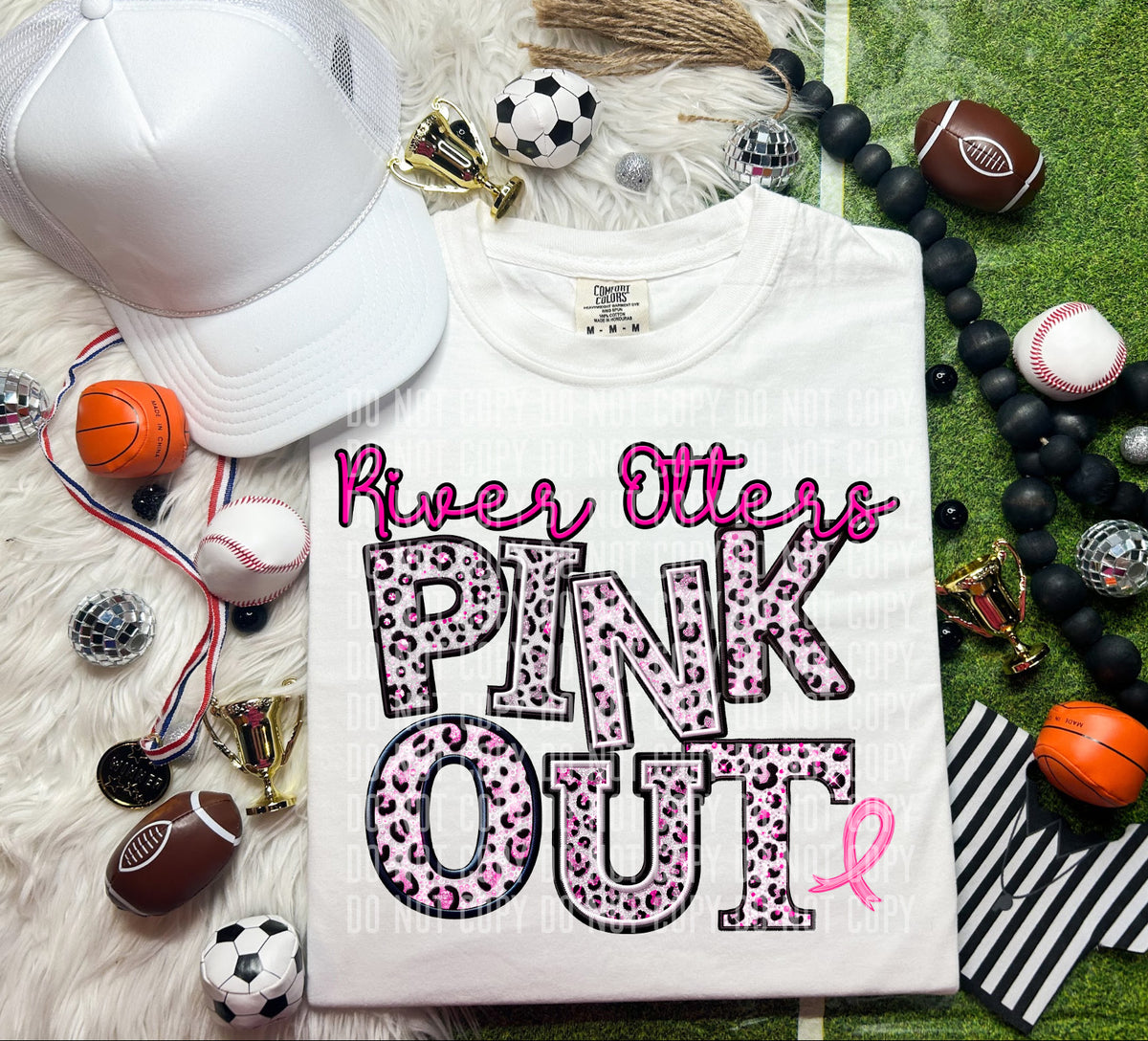 River otters pink out leopard font caplinger DTF TRANSERS