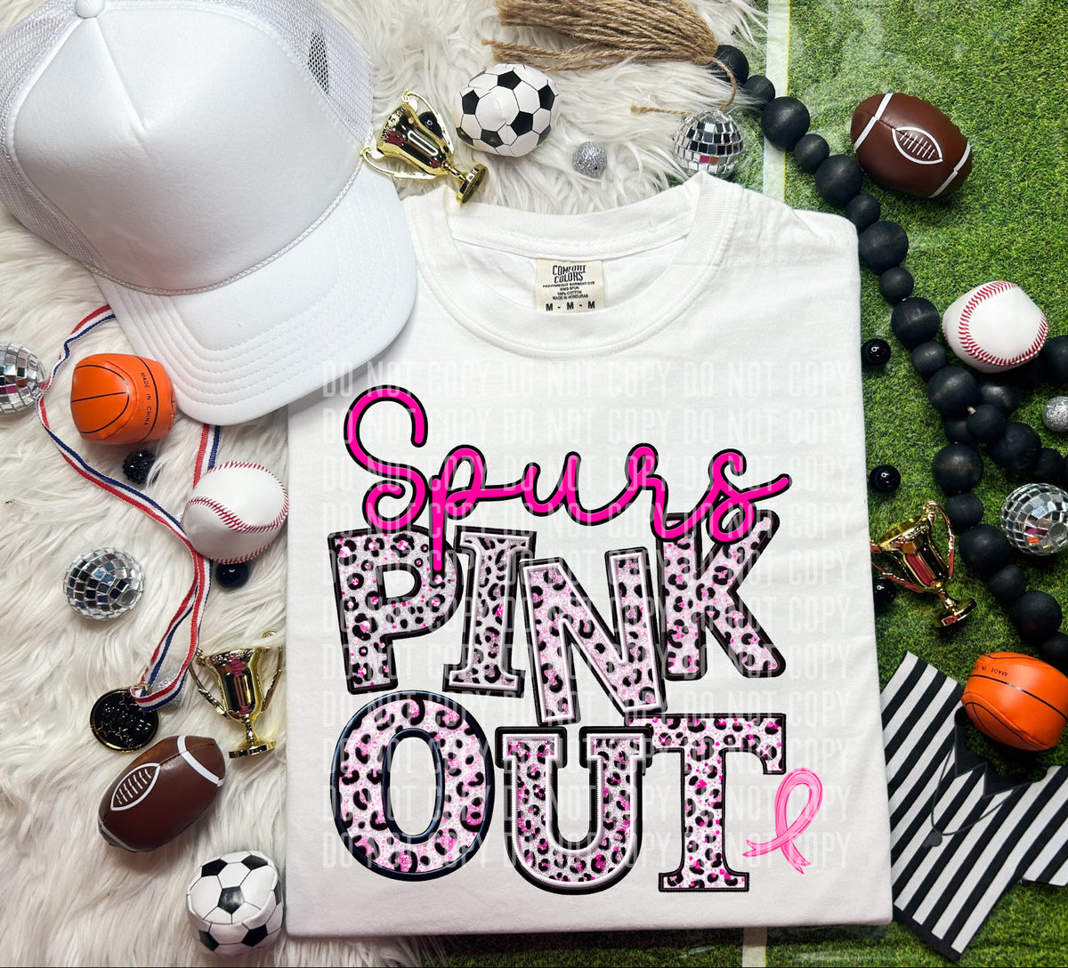 Spurs pink out leopard font caplinger DTF TRANSERS