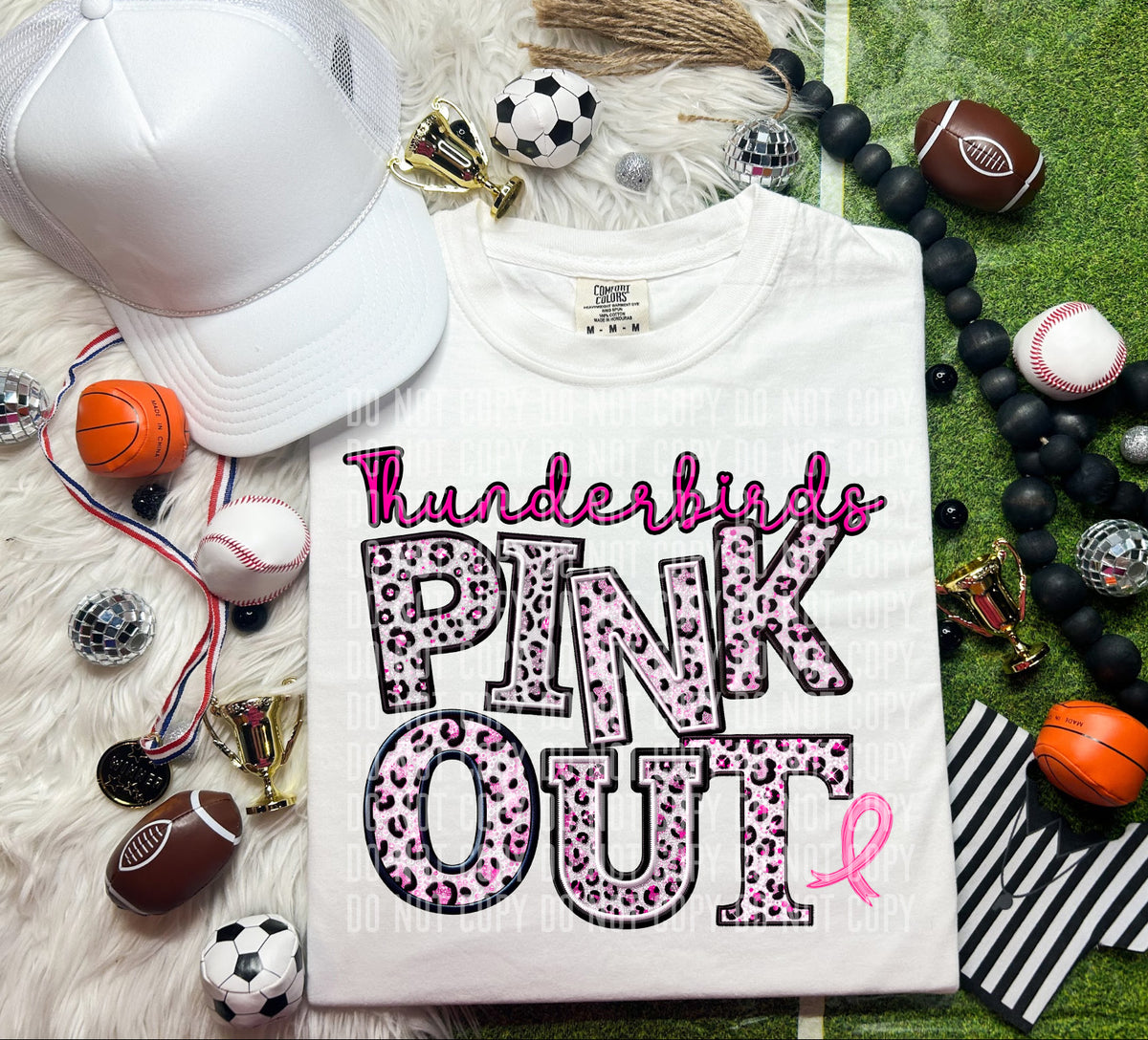 Thunderbirds pink out leopard font caplinger DTF TRANSERS