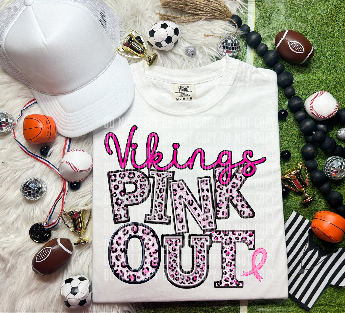 Vikings pink out leopard font caplinger DTF TRANSERS