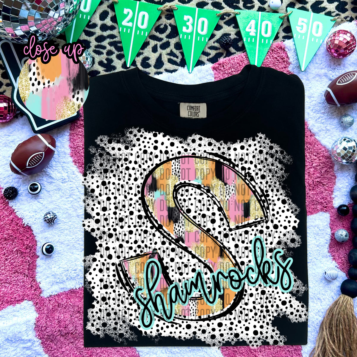 Pink Brushstroke Alpha Shamrocks 59150 DTF transfer