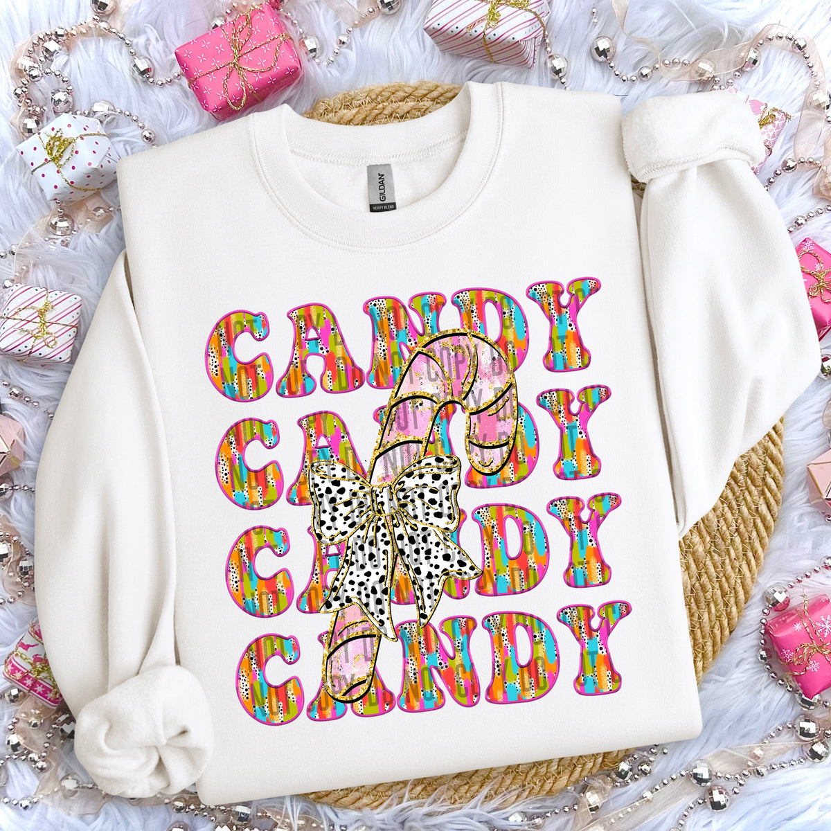 Candy Colorful Stacked Candy Cane 69196 DTF transfer