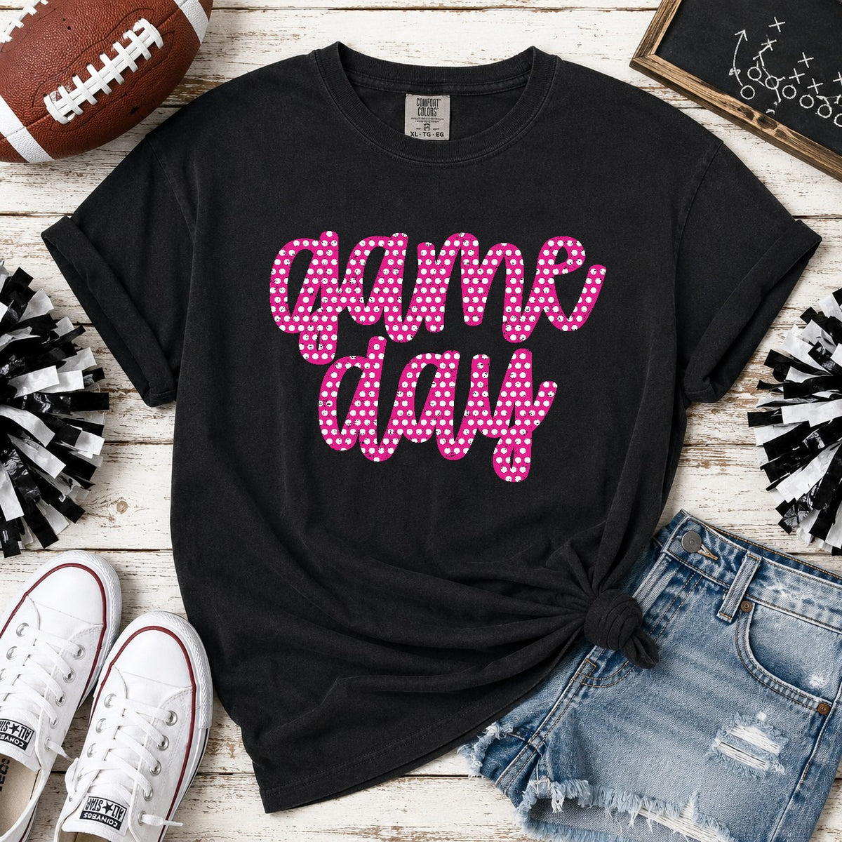 Game Day Pink with Dots (Parker) DTF transfer