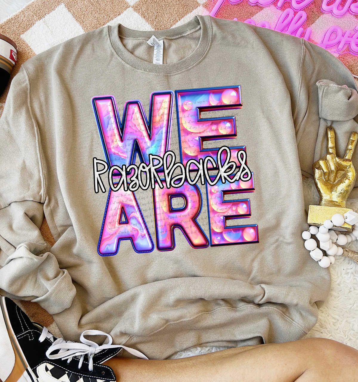 We Are Razorbacks Pink Gemstone 63489 DTF transfer