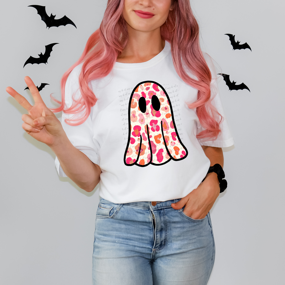 Pink Leopard Print Ghost 59963 DTF Transfer