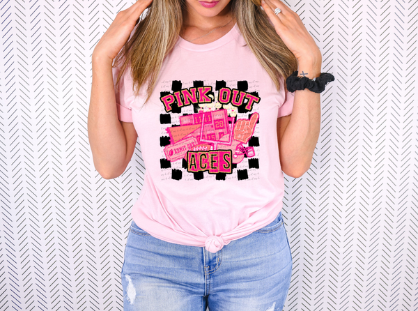 Pink Out Aces Checkered Background 61244 DTF transfer