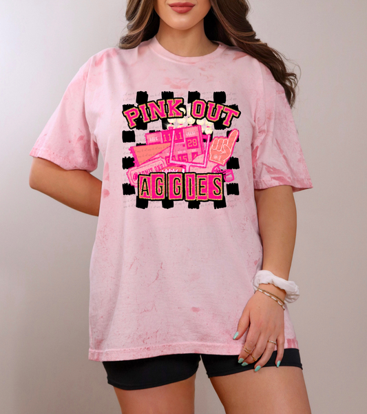 Pink Out Aggies Checkered Background 61246 DTF transfer