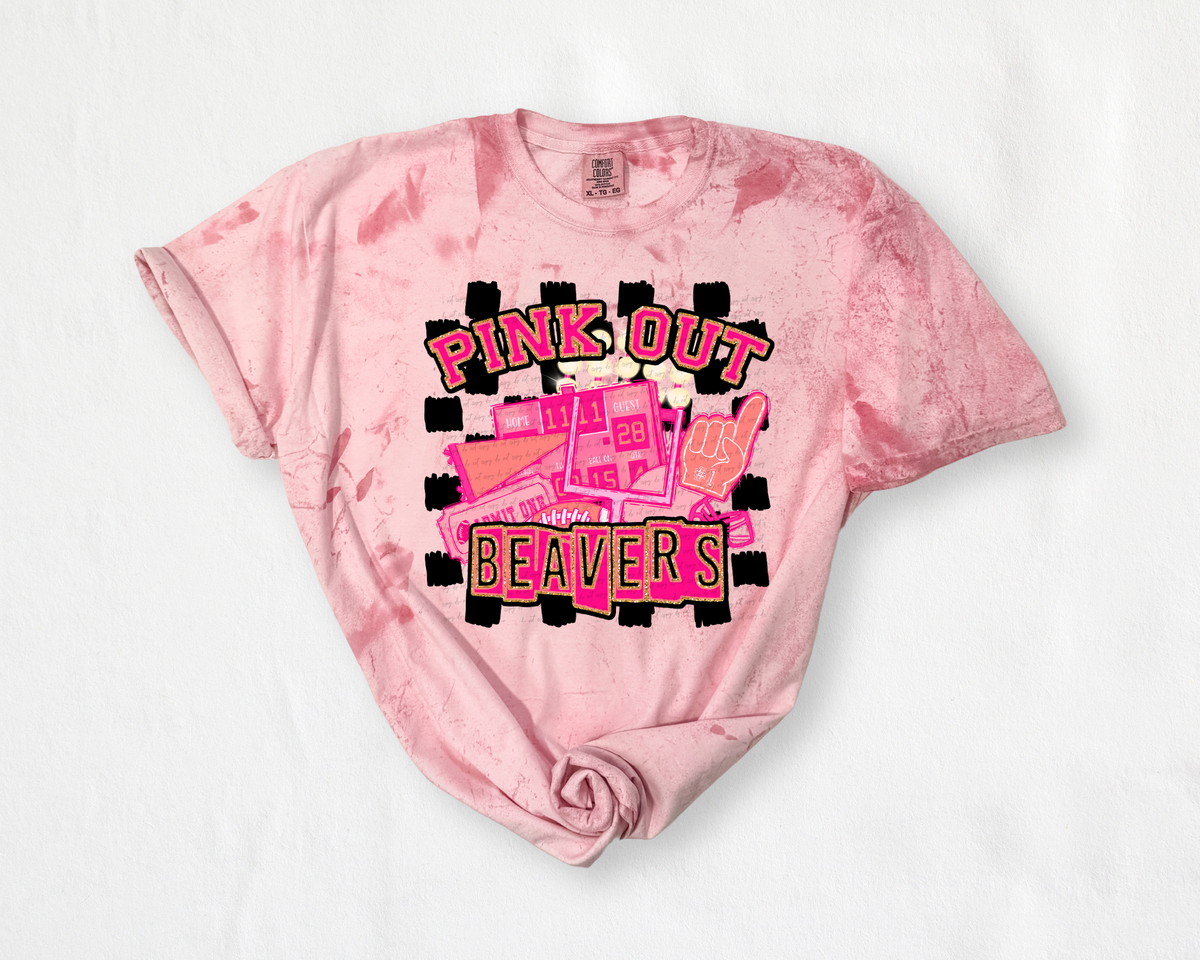 Pink Out Beavers Checkered Background 61273 DTF transfer