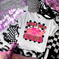 Pink Out Explorers Checkered Background 61376 DTF transfer