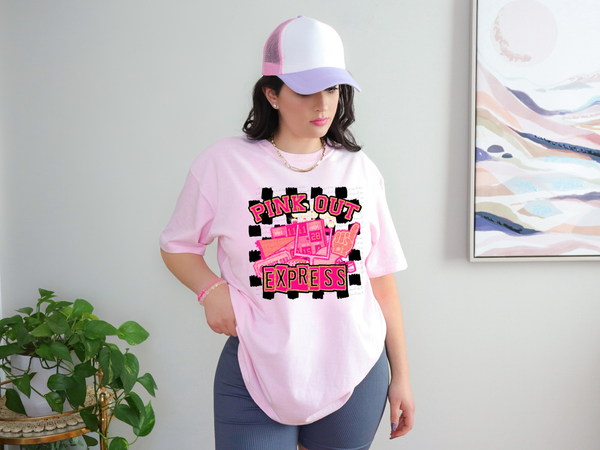 Pink Out Express Checkered Background 61377 DTF transfer