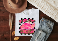 Pink Out Farmers Checkered Background 61380 DTF transfer