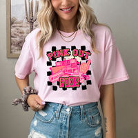 Pink Out Fox's Checkered Background 61393 DTF transfer