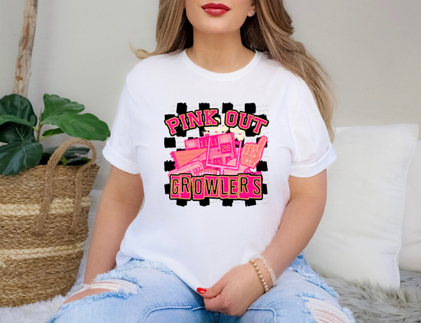 Pink Out Growlers Checkered Background 61410 DTF transfer