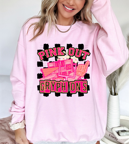 Pink Out Gryphons Checkered Background 61411 DTF transfer