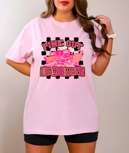 Pink Out Guardsmans Checkered Background 61413 DTF transfer