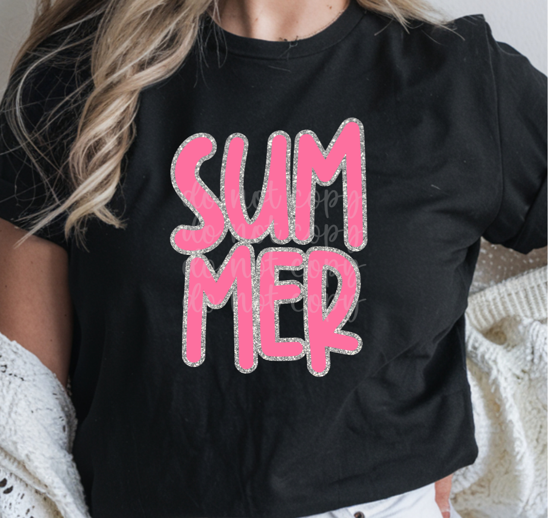 Summer Pink and Silver (Parker) 101714 DTF transfer