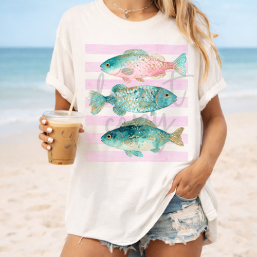 Blue and pink fish (Parker) DTF Transfer