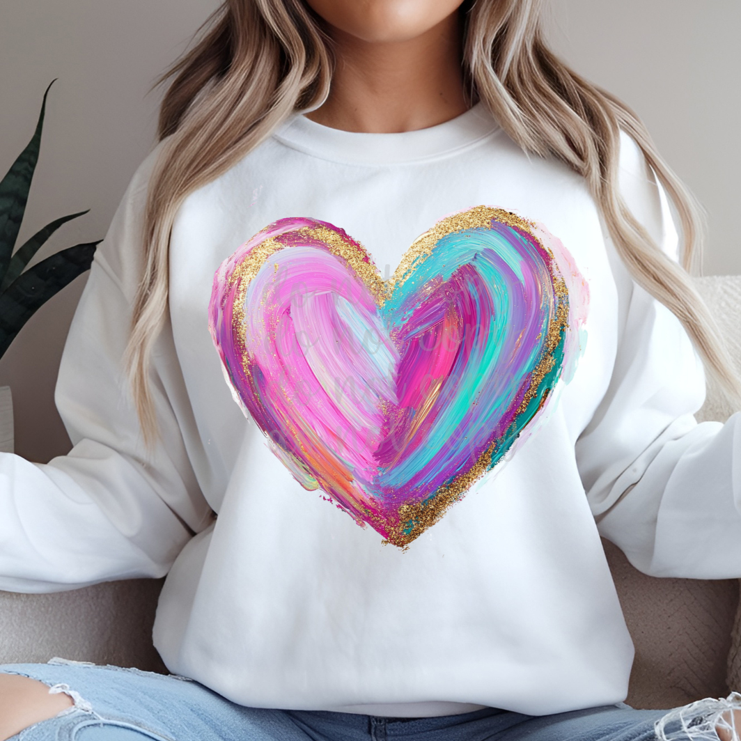 Pink Teal Heart (Parker)  DTF Transfer