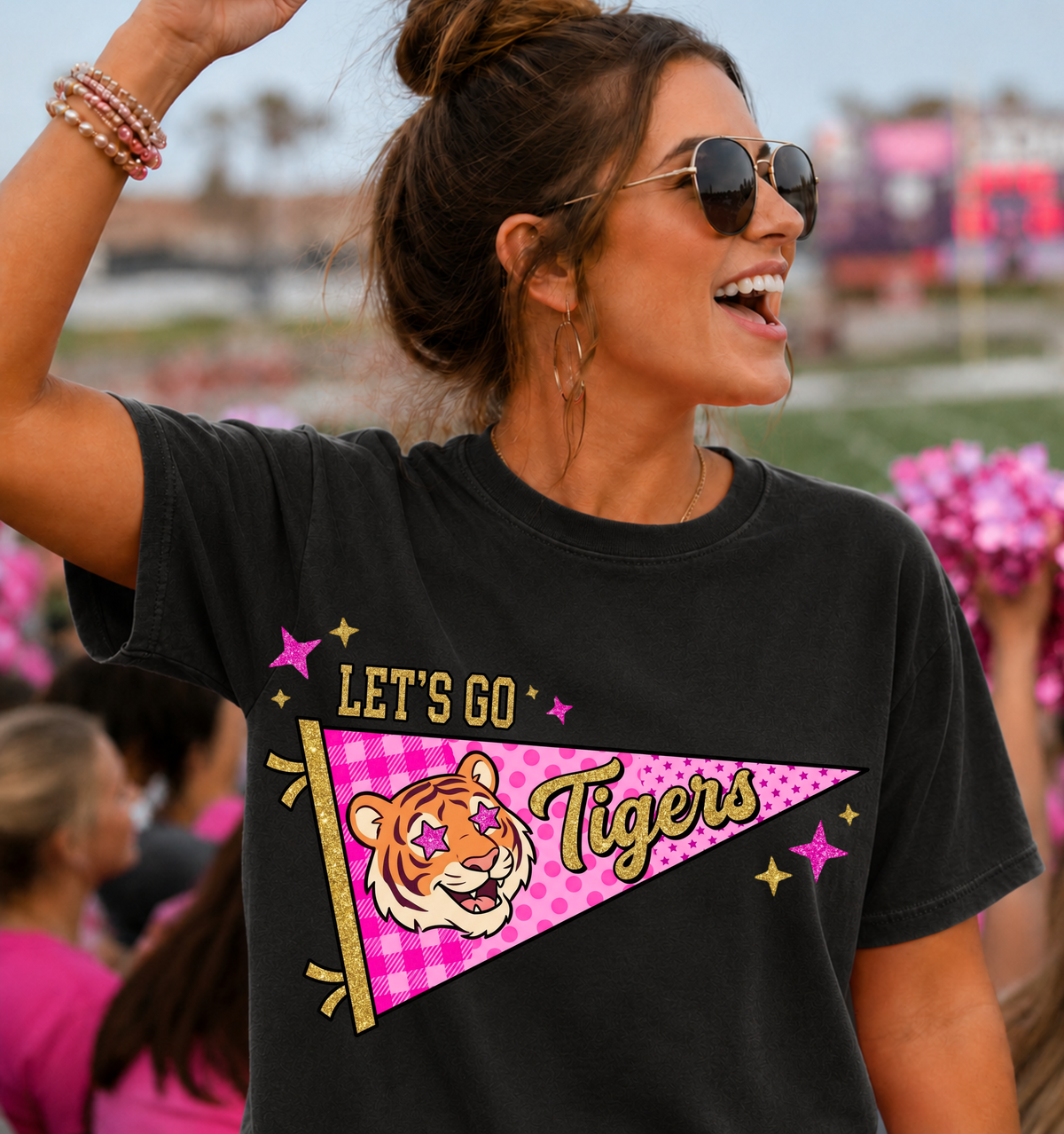 Let's go tigers pink pendant flag (Parker) DTF Transfer
