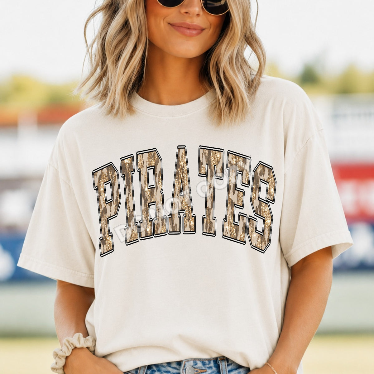 Pirates leopard and gold arched (Parker) DTF transfer