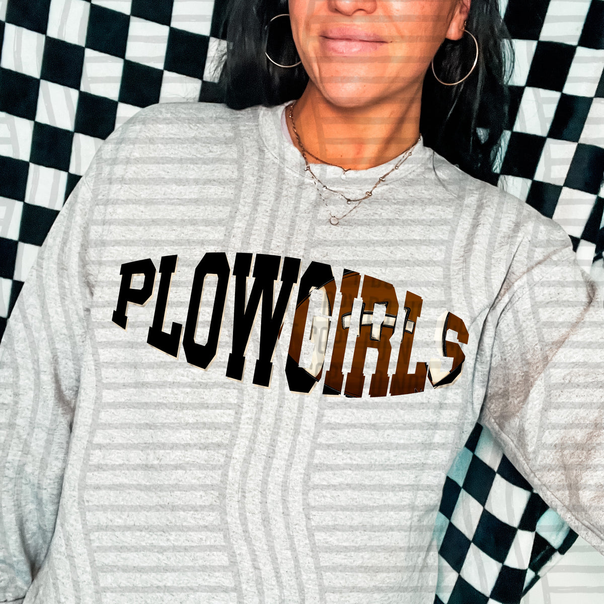 Plowgirls varsity clipped football (Caplinger) DTF transfer