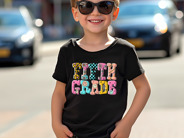 Fifth Grade Leopard Checkered Multi Color 42215 DTF transfer