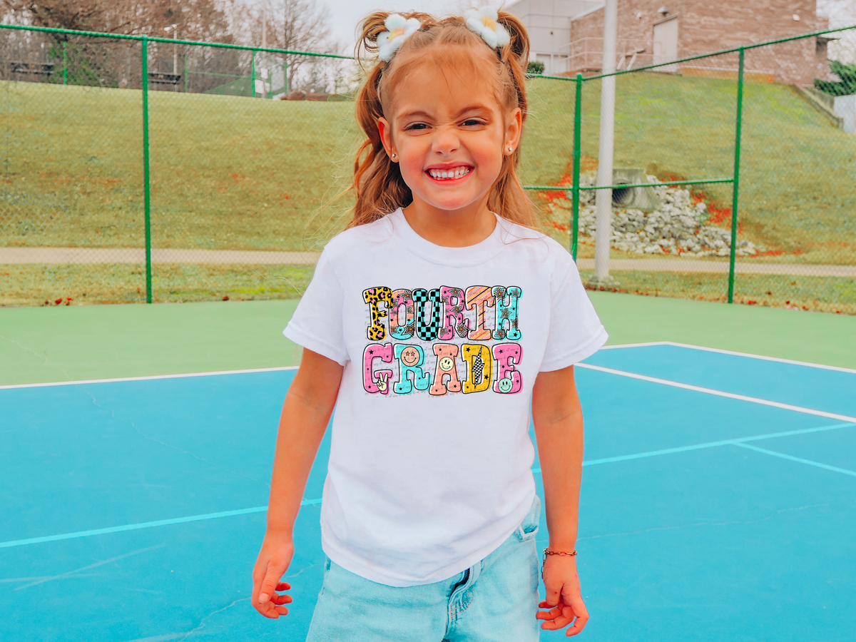 Fourth Grade Leopard Checkered Multi Color 42217 DTF transfer